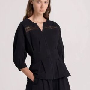 Collectiva Concepcion Black Conchita Cotton Top Shirt Womens Size 2 MSRP $395
